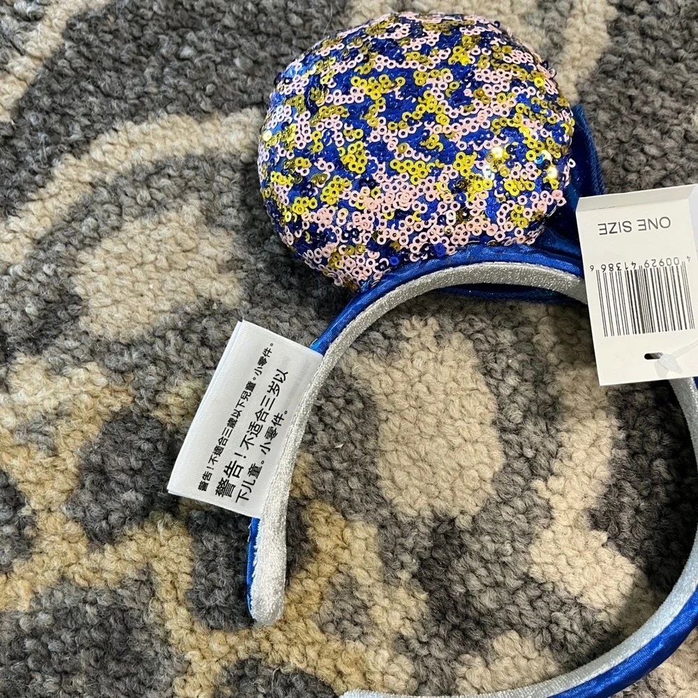 Disney Minnie Mouse Ears Headband Blue NEW Passholder Sequin Bow Passholder